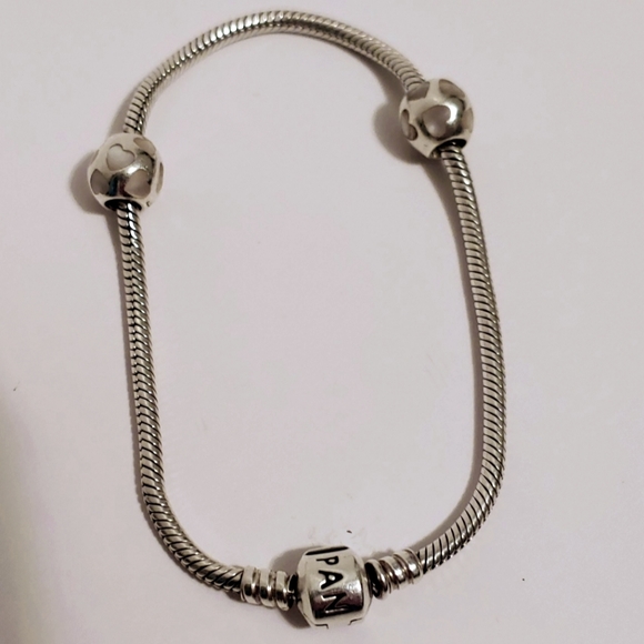 Pandora Bracelet With Two Heart Charms - Picture 2 of 5